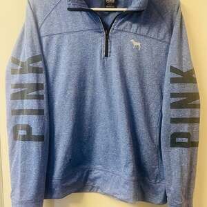 PINK Victoria's Secret Blue Quarter Zip Pullover